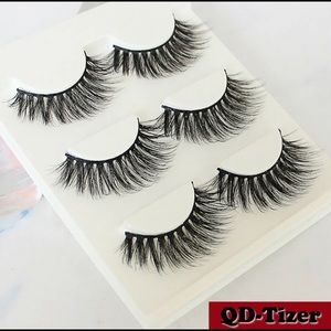 3 Pairs Natural Fashion Handmade Real Mink 3D False Eyelashes Thick Long Lashes